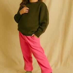 Pajama Long Pants Bottoms Pull Up Pink 100% Cotton Size 6